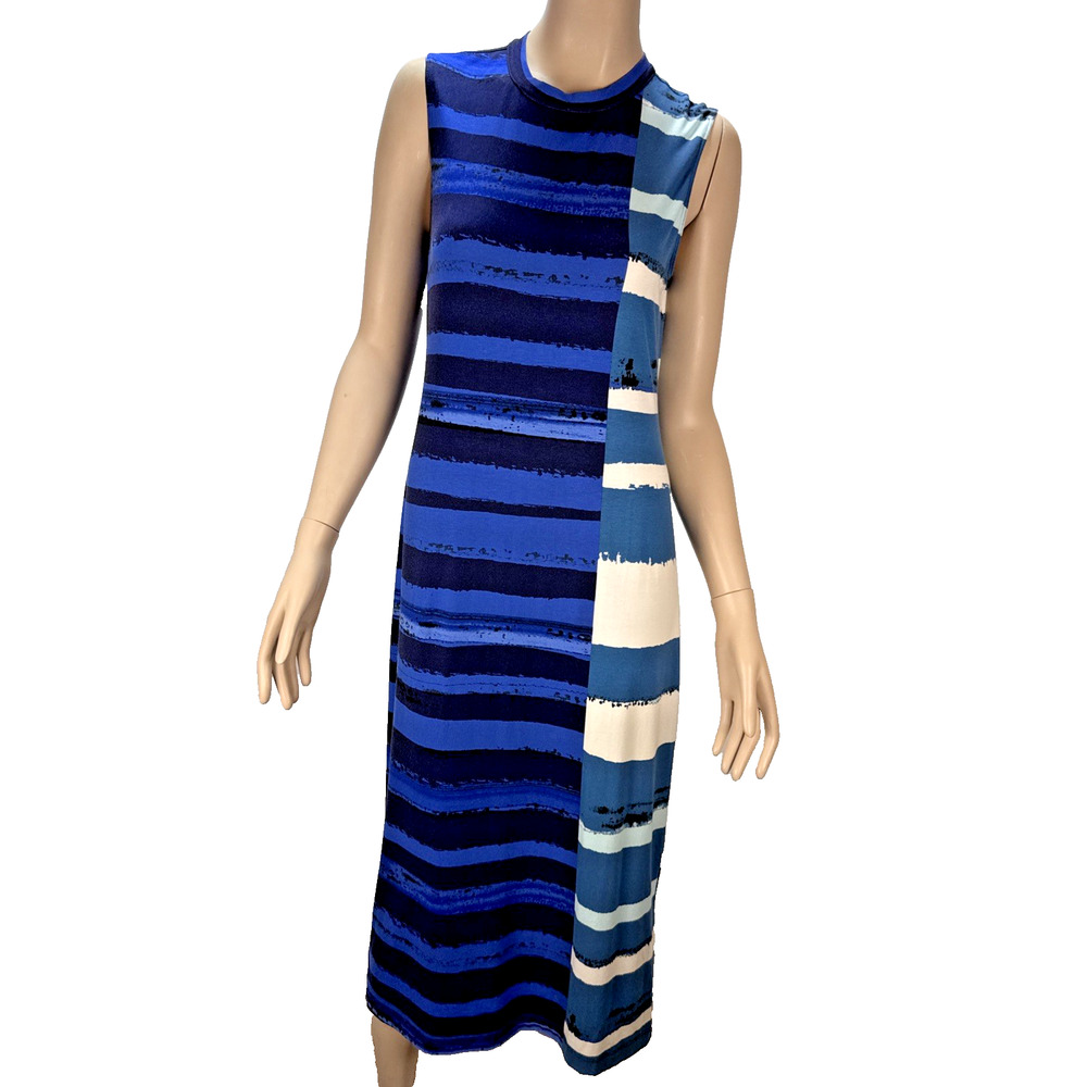 Anthropologie Corey Lynn Calter Striped Midi‎ Dress Size M Blue Ivory Sleeveless